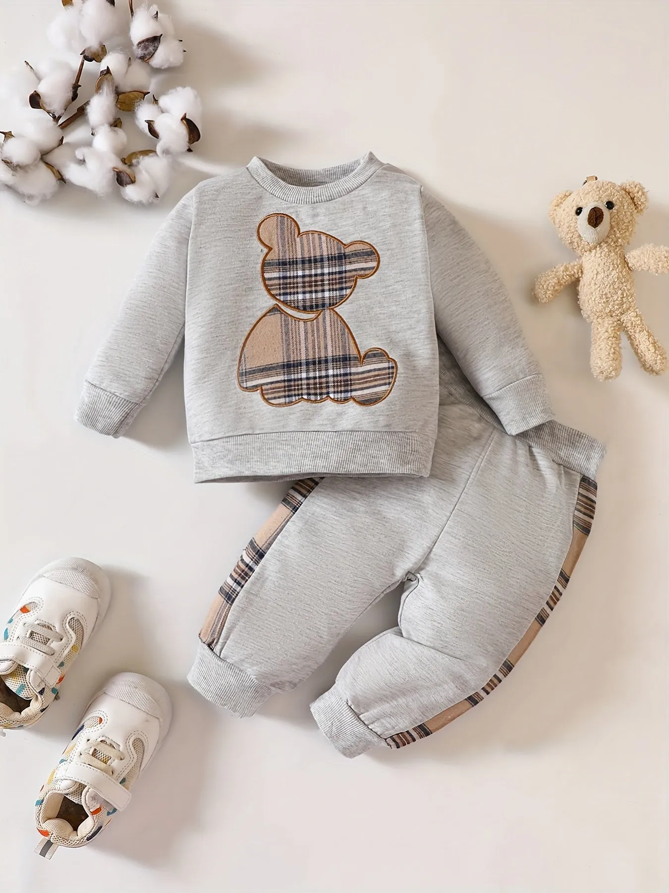 Adorable Bear Embroidered Baby Outfit Set