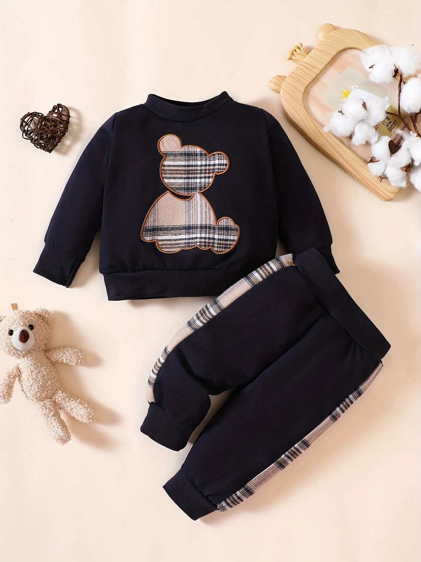 Adorable Bear Embroidered Baby Outfit Set