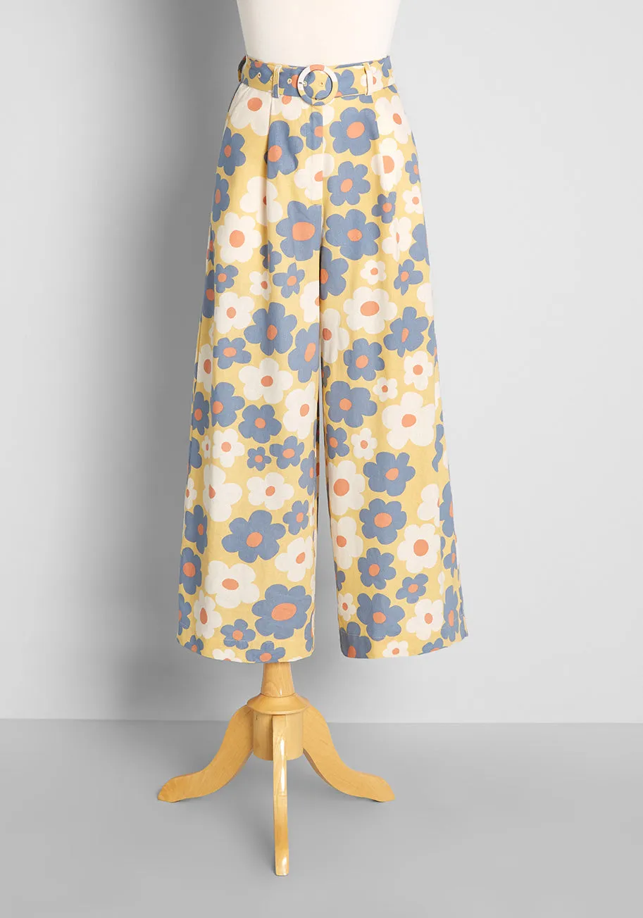 Blooming and Bubbly Wide-Leg Pants