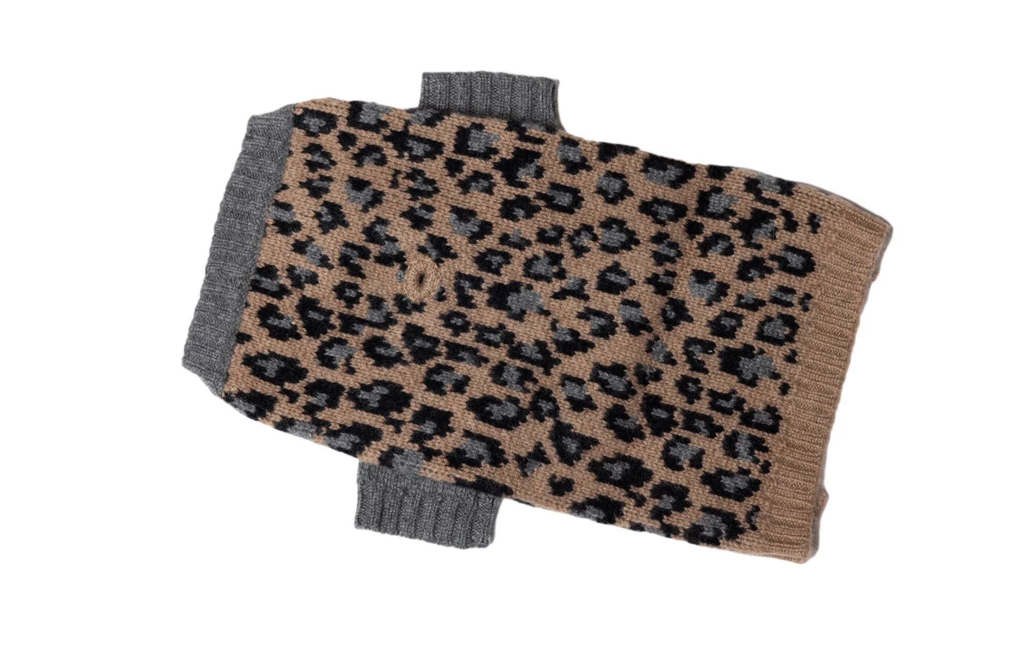 Cashmere Sweaters -  Leopard - Gray or Red Highlights