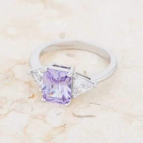 Classic Lavender White Gold Rhodium Engagement Ring