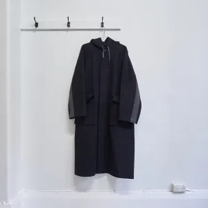 contrast sleeve hooded coat