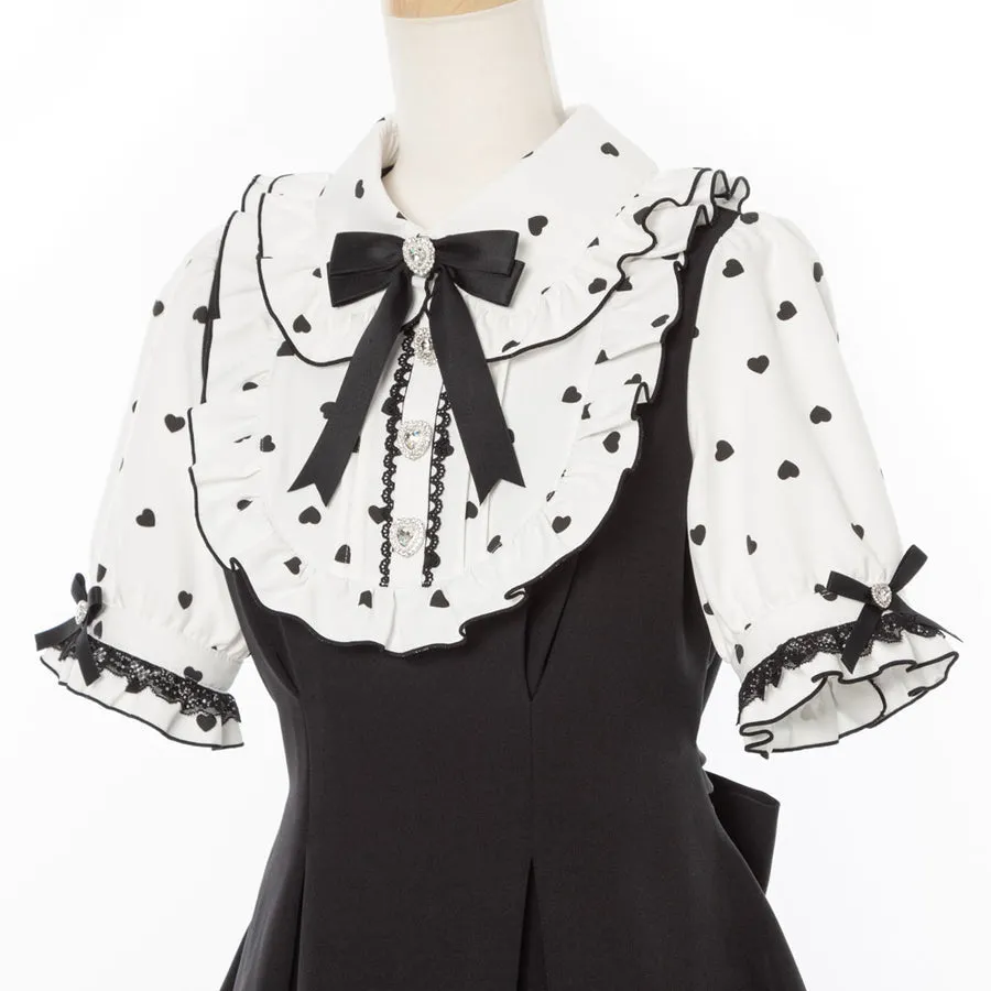 Dear My Love jirai kei heart polka dot tunic & shorts set