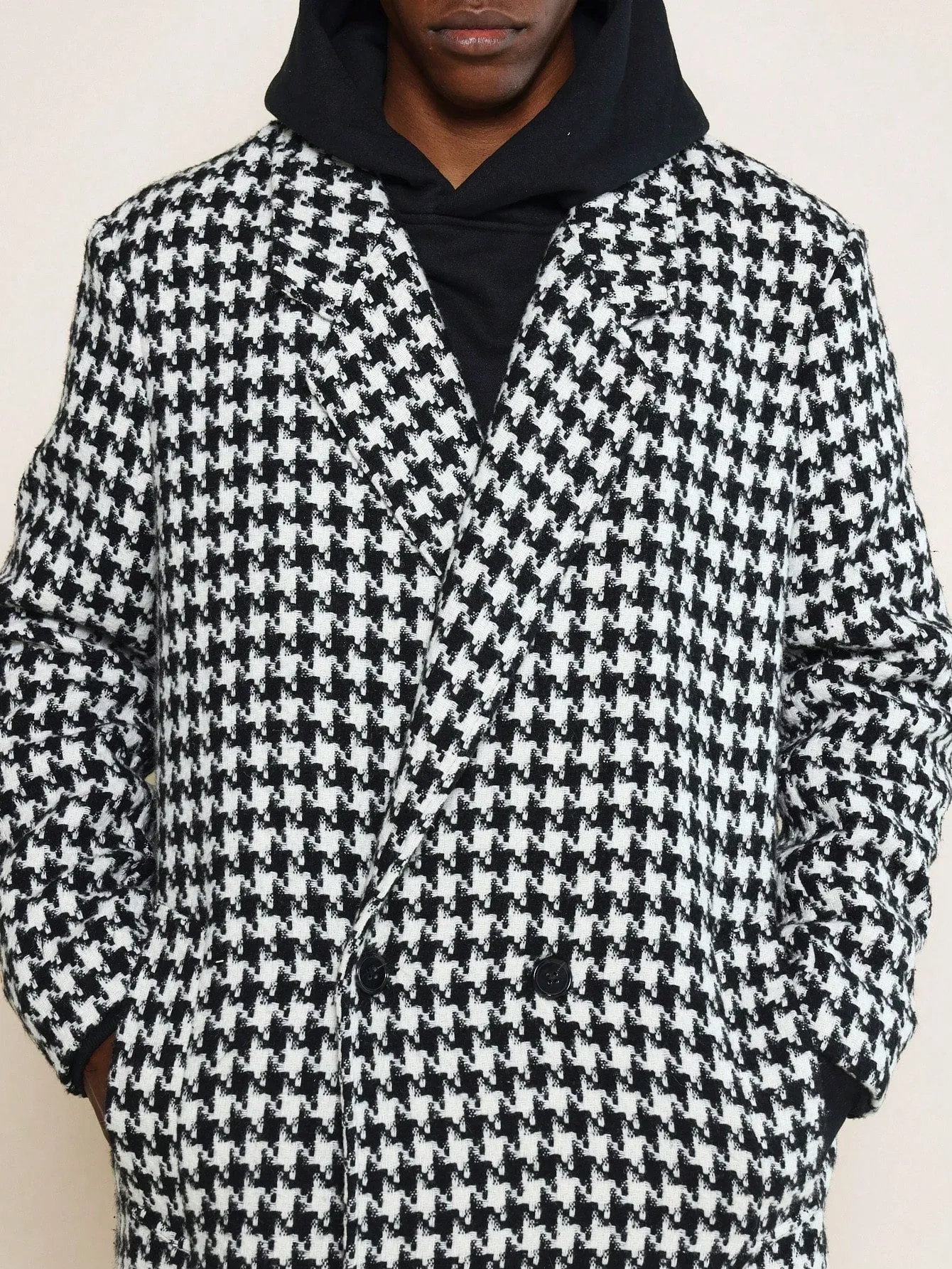 Double-Breasted Check Overcoat