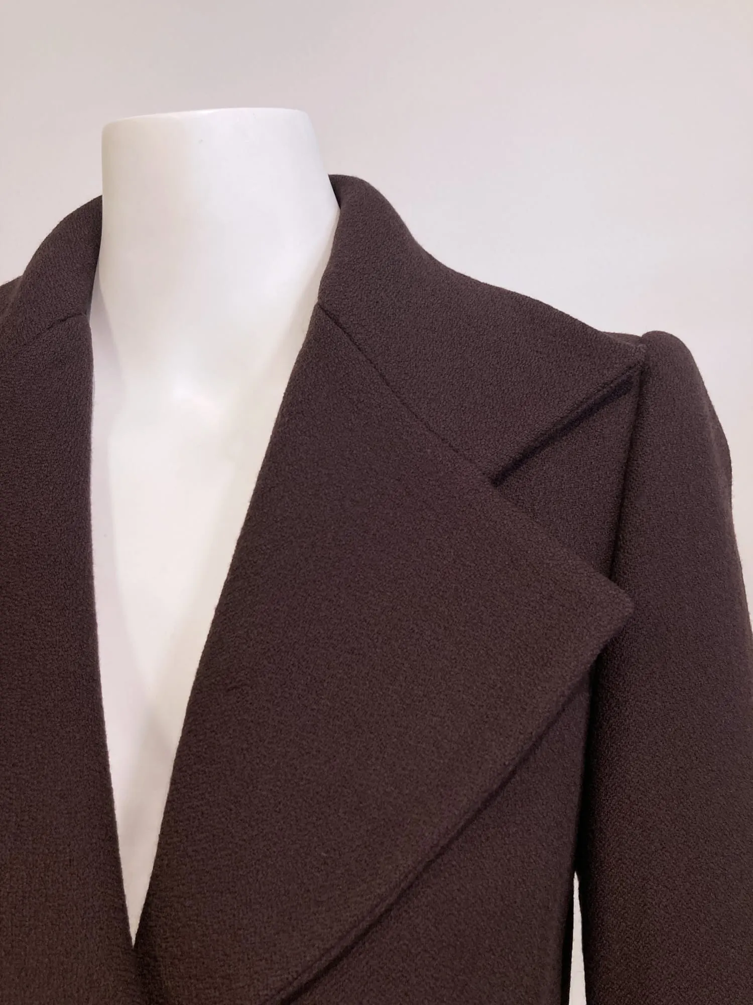 Enrica Massei 1990s brown wool three button wide lapel coat - size 40