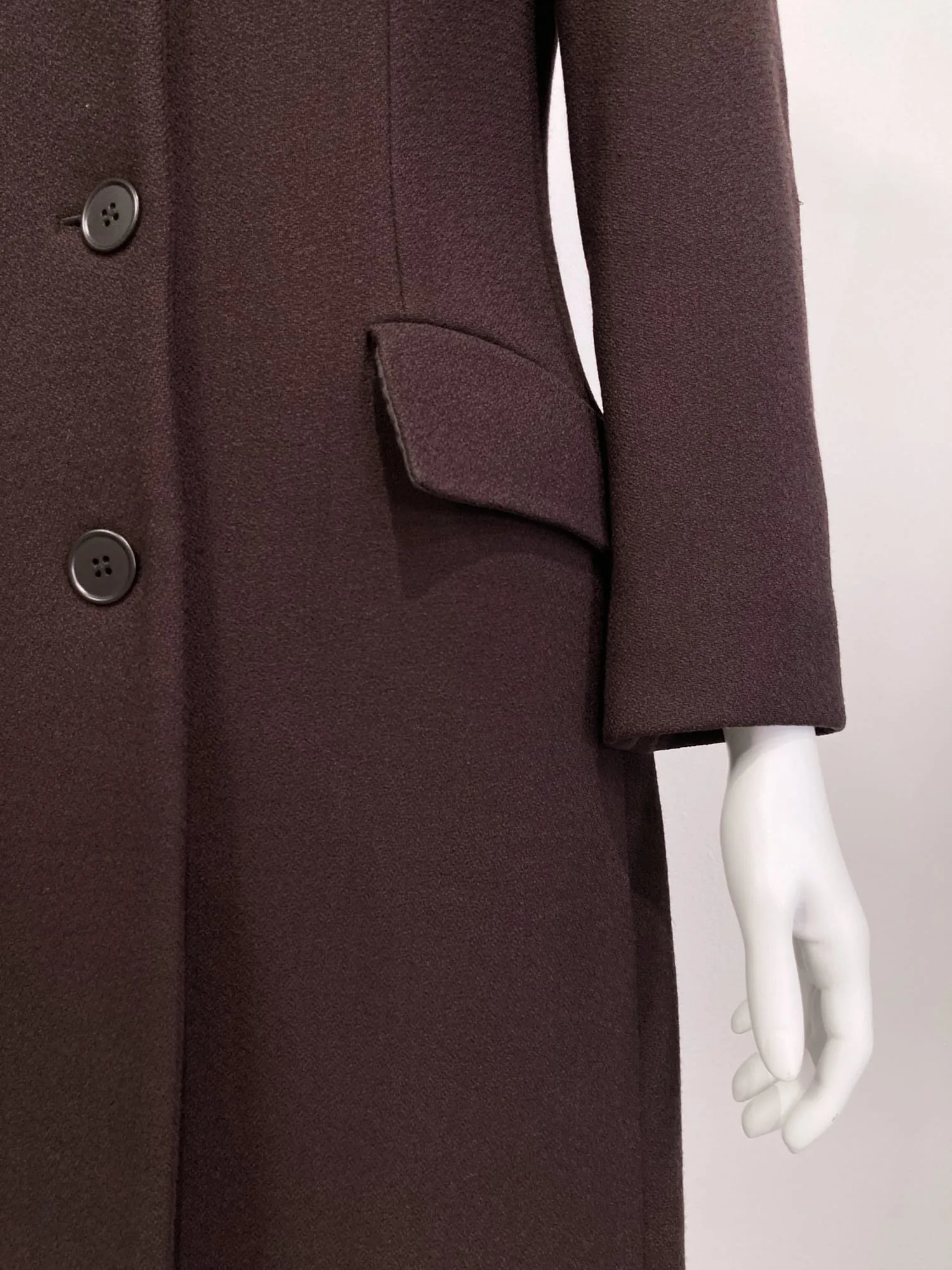 Enrica Massei 1990s brown wool three button wide lapel coat - size 40