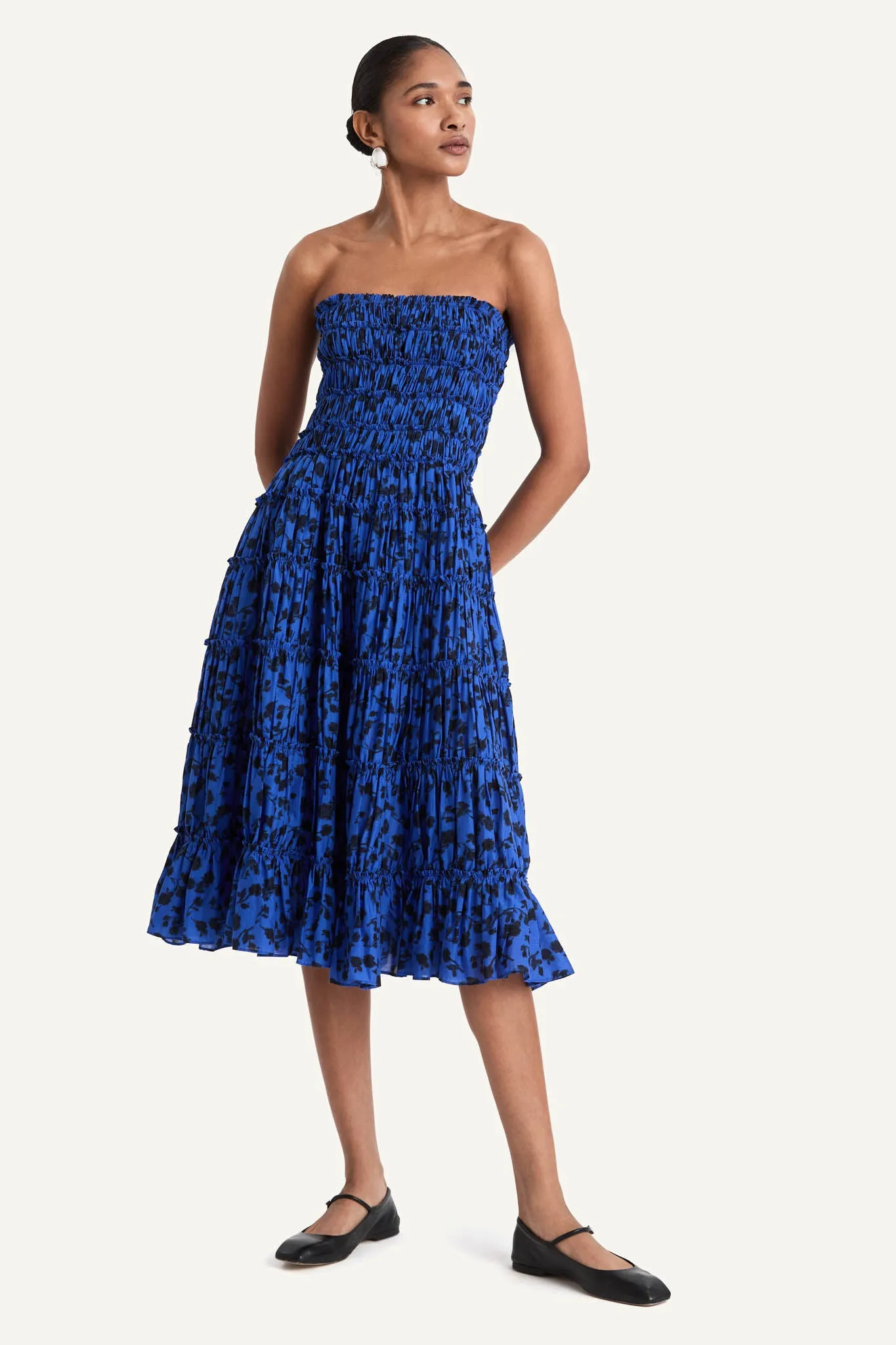 Galet Dress in Cobalt Ink Floral Print