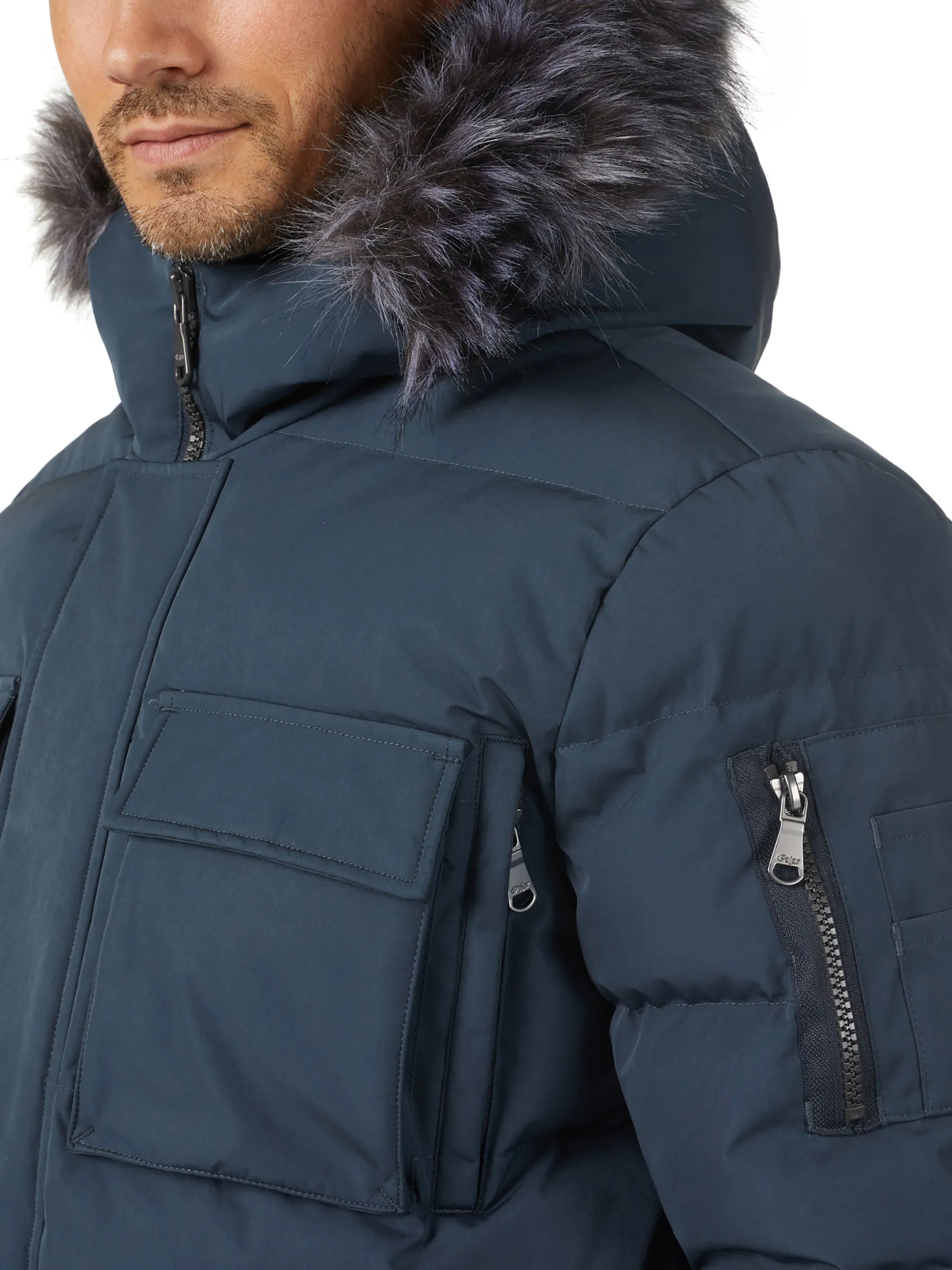 Hamilton Men's Quilted Parka w/Faux Fur Trim