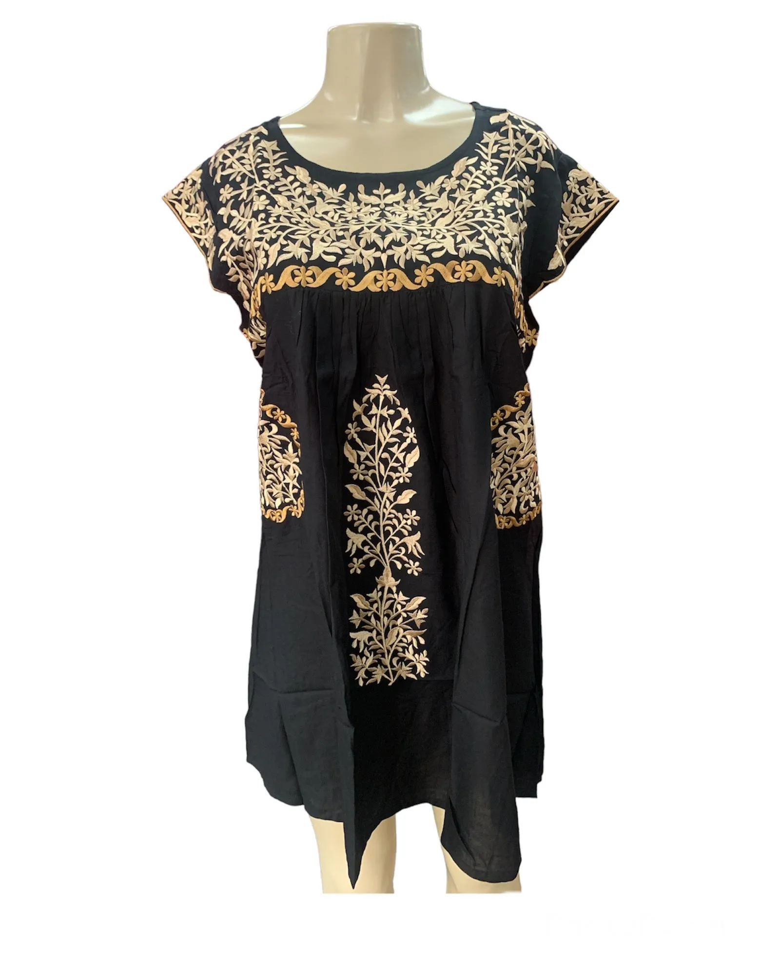 India Embroidered Dress Black