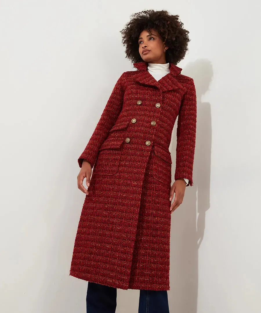 Joe Browns Size 12 Maya Maxi Coat in Burnt Orange Tweed