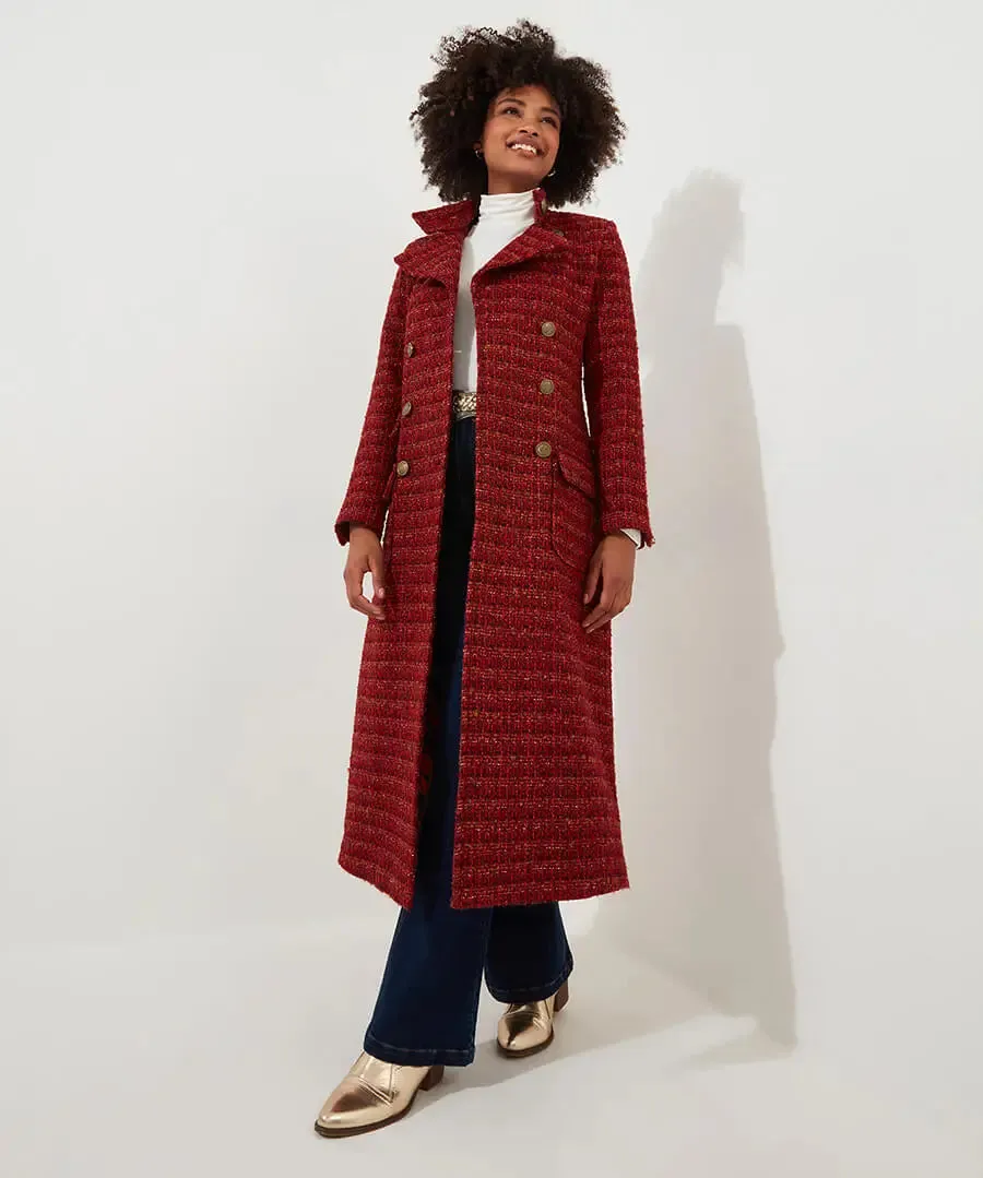 Joe Browns Size 12 Maya Maxi Coat in Burnt Orange Tweed