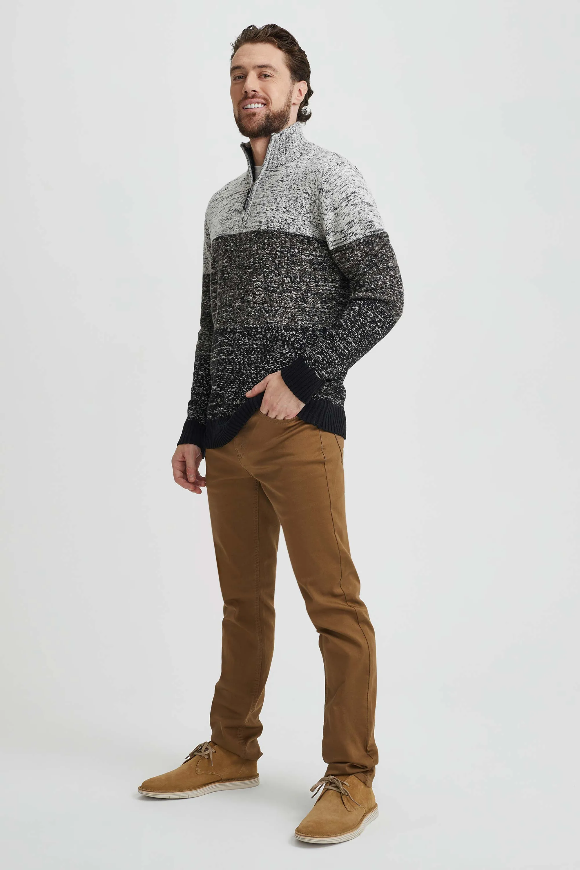 Knit half-zip collar