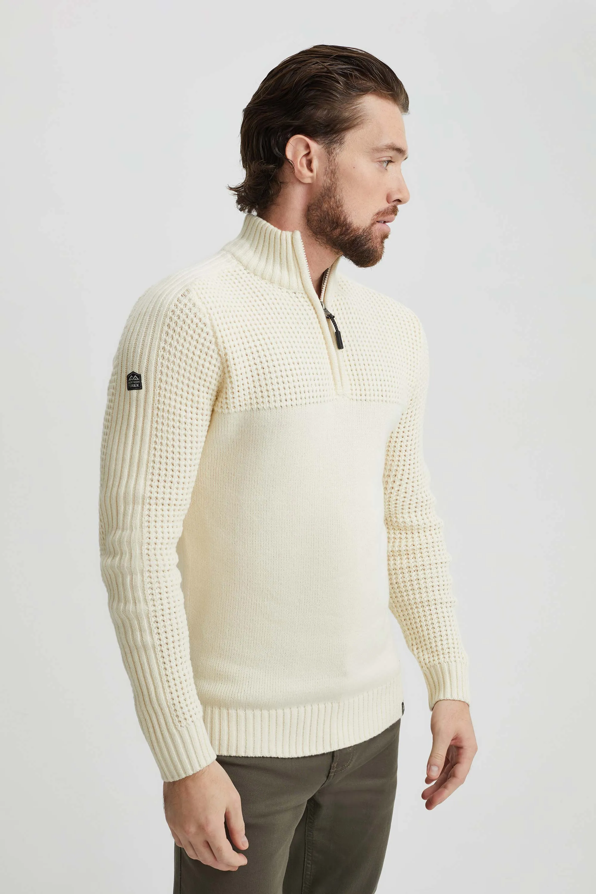 Knit half-zip collar