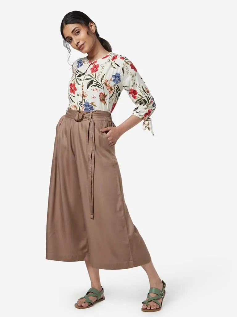 LOV Beige Samuria Culottes With Belt