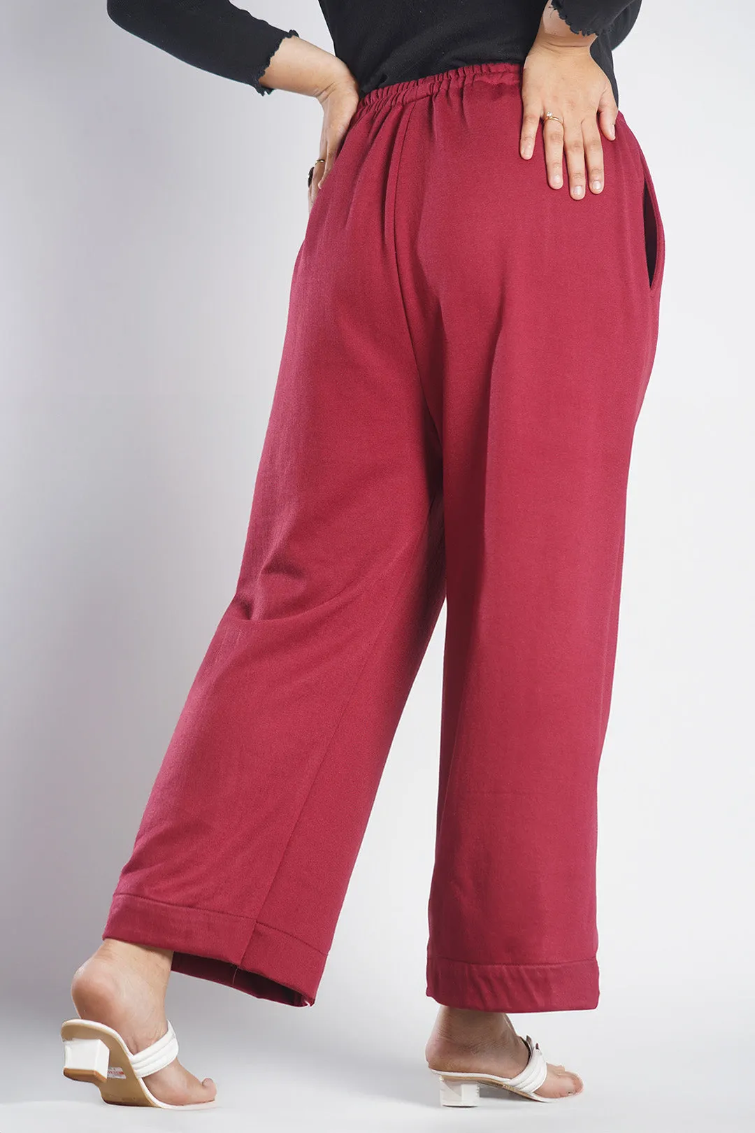 Maroon Fleece Palazzo