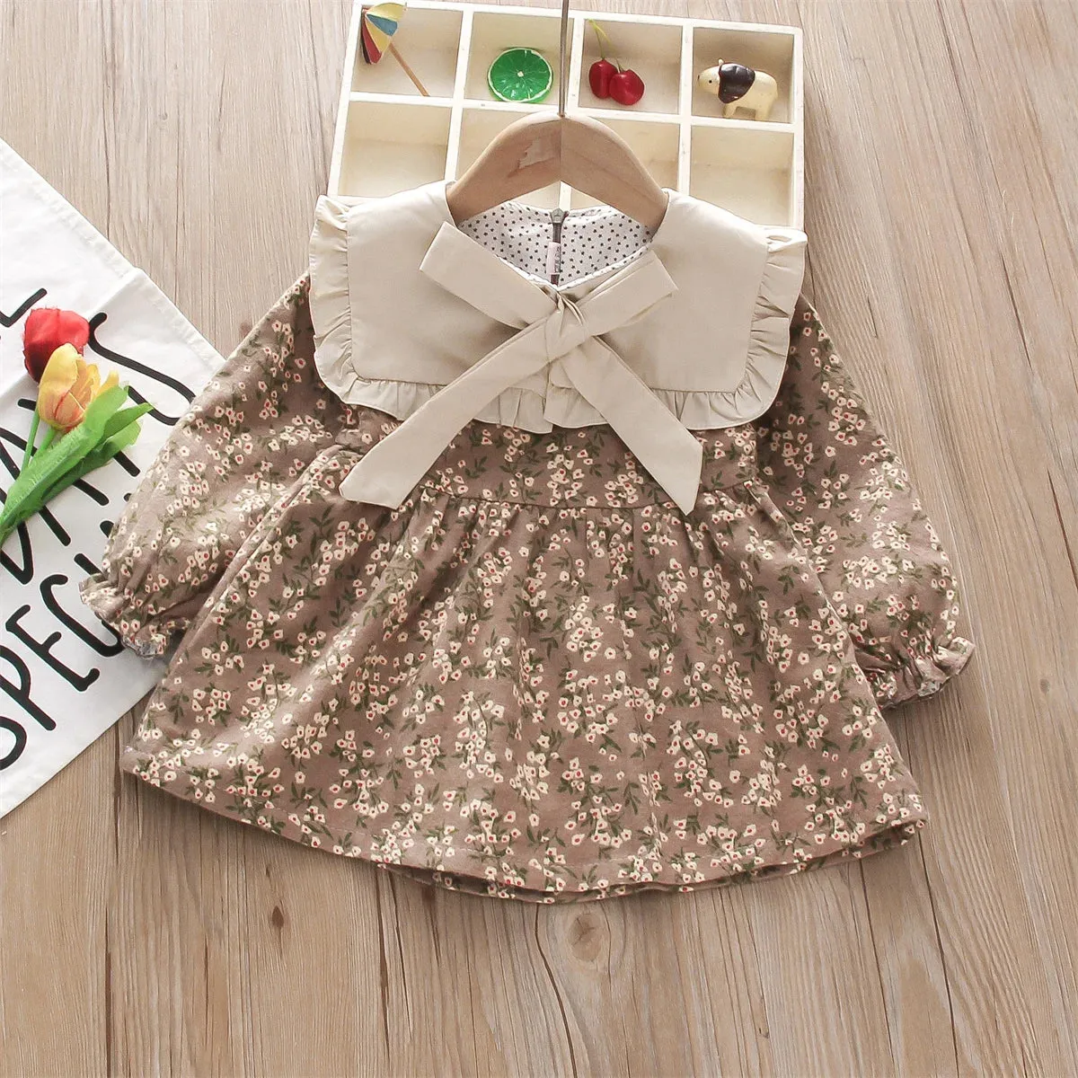 Meadow Floral Dress with Peter Pan Collar and Sash