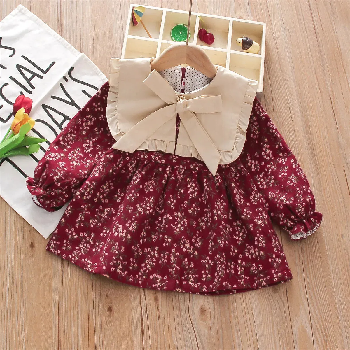 Meadow Floral Dress with Peter Pan Collar and Sash