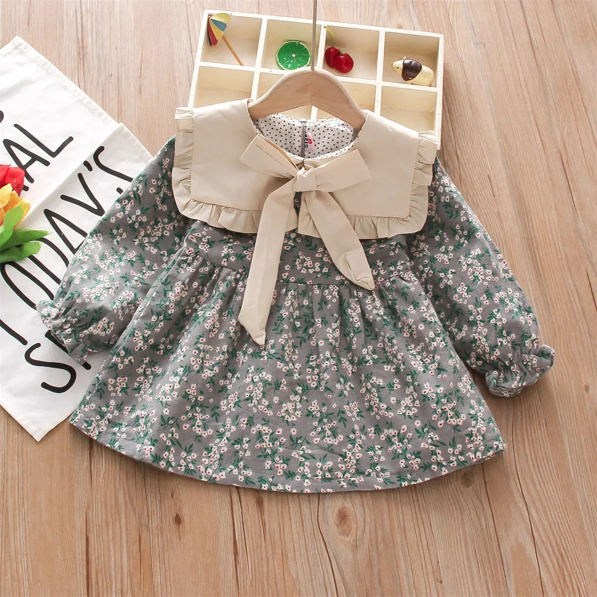 Meadow Floral Dress with Peter Pan Collar and Sash