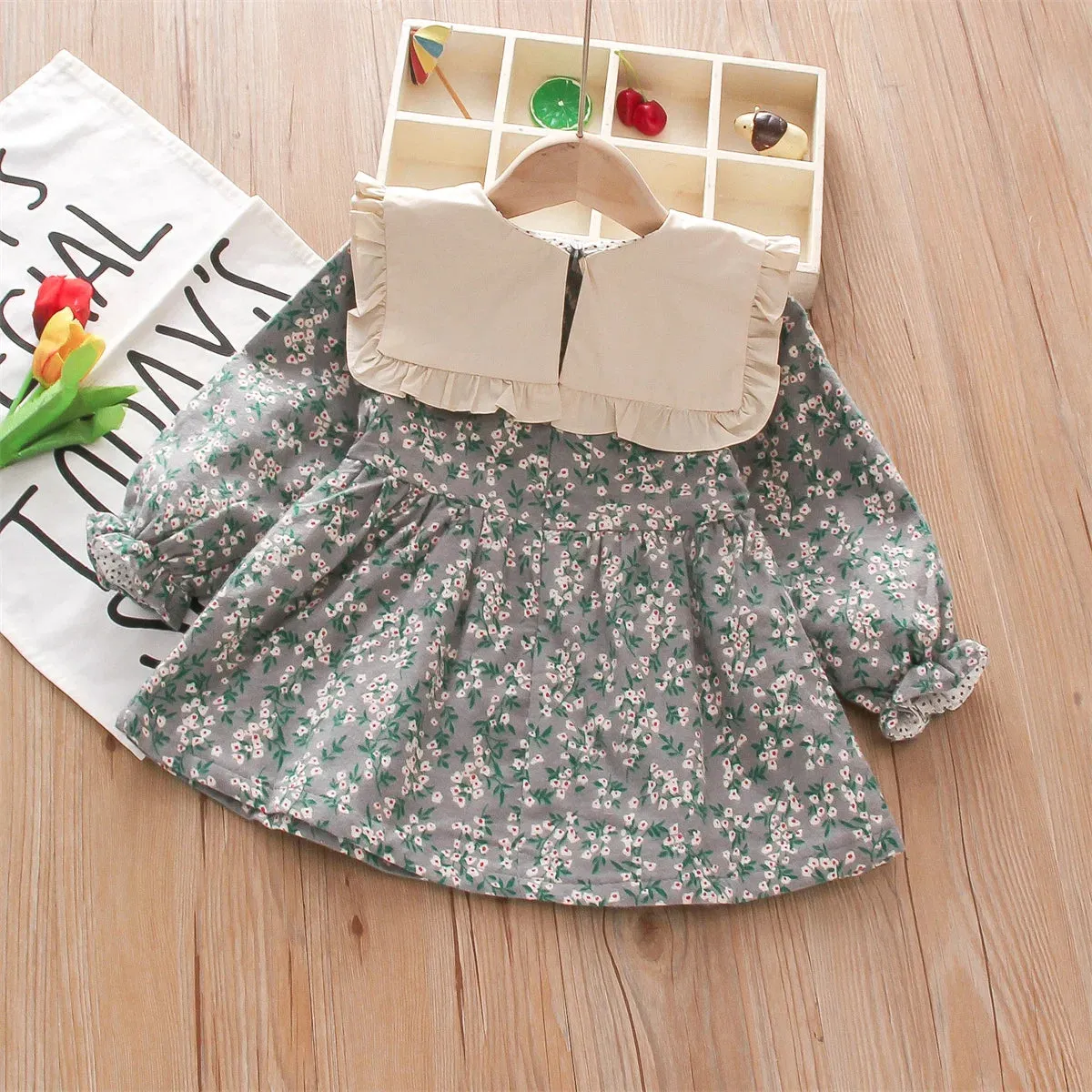 Meadow Floral Dress with Peter Pan Collar and Sash