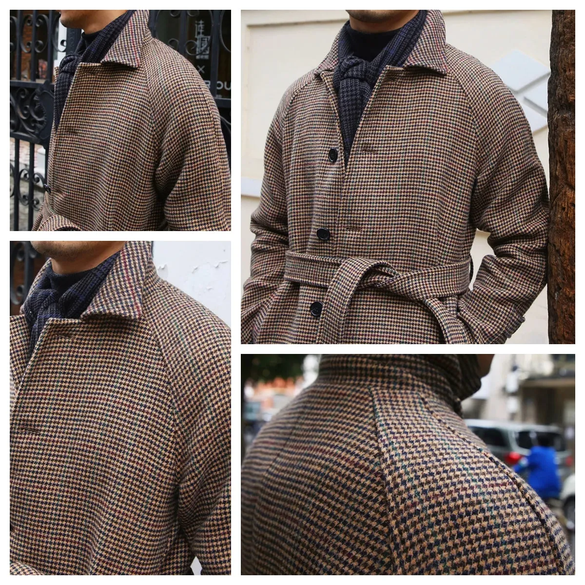 Men's Houndstooth Balmacaan Coat