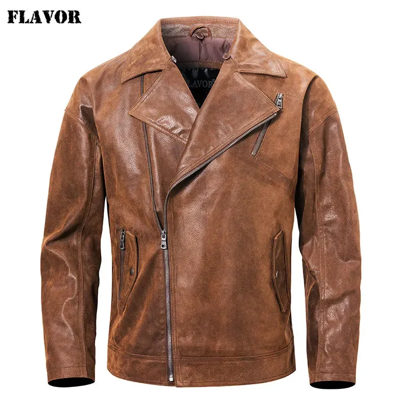 Men's Real Leather Moto Jacket