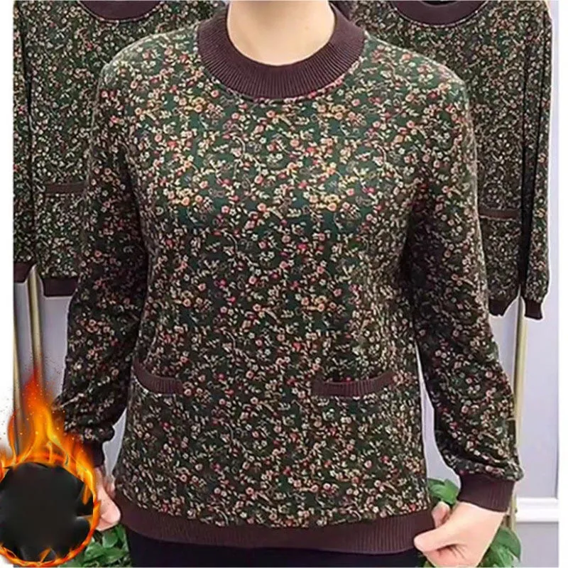 Nice Gift! Women’s Warm Plush Round Neck Pullover Bottom Shirt