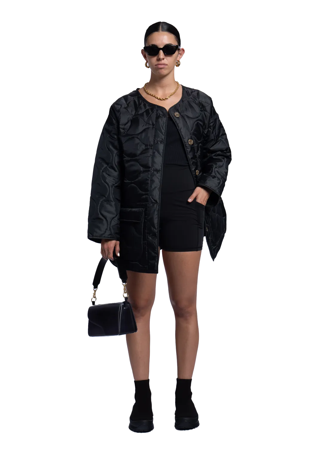 Oversized Quilted Coat Black