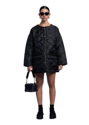 Oversized Quilted Coat Black