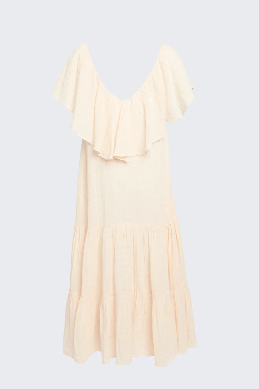 Pale Peach Lily Elisabeth Ruffle Maxi Dress