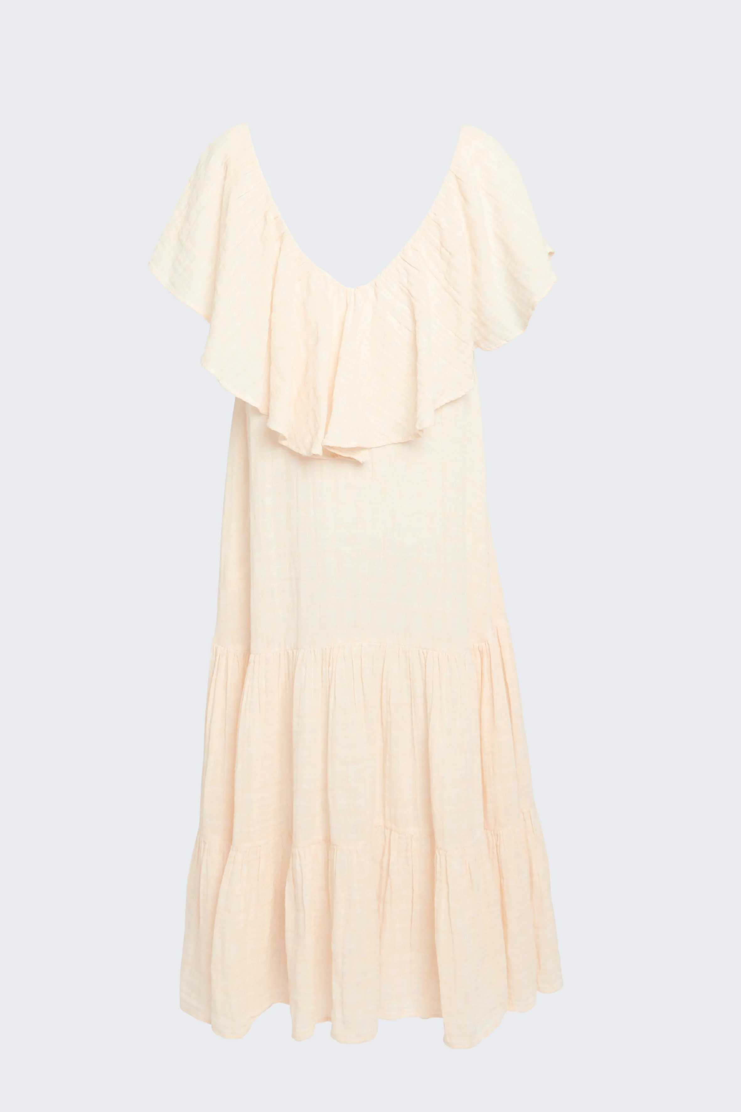 Pale Peach Lily Elisabeth Ruffle Maxi Dress