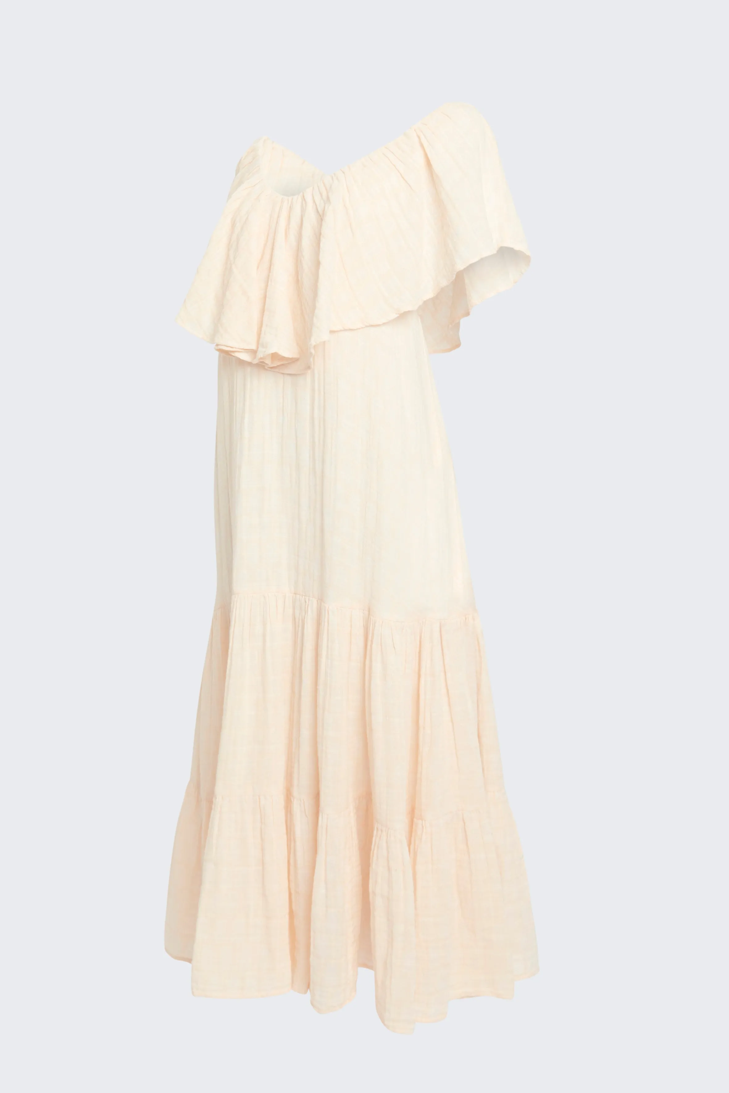 Pale Peach Lily Elisabeth Ruffle Maxi Dress