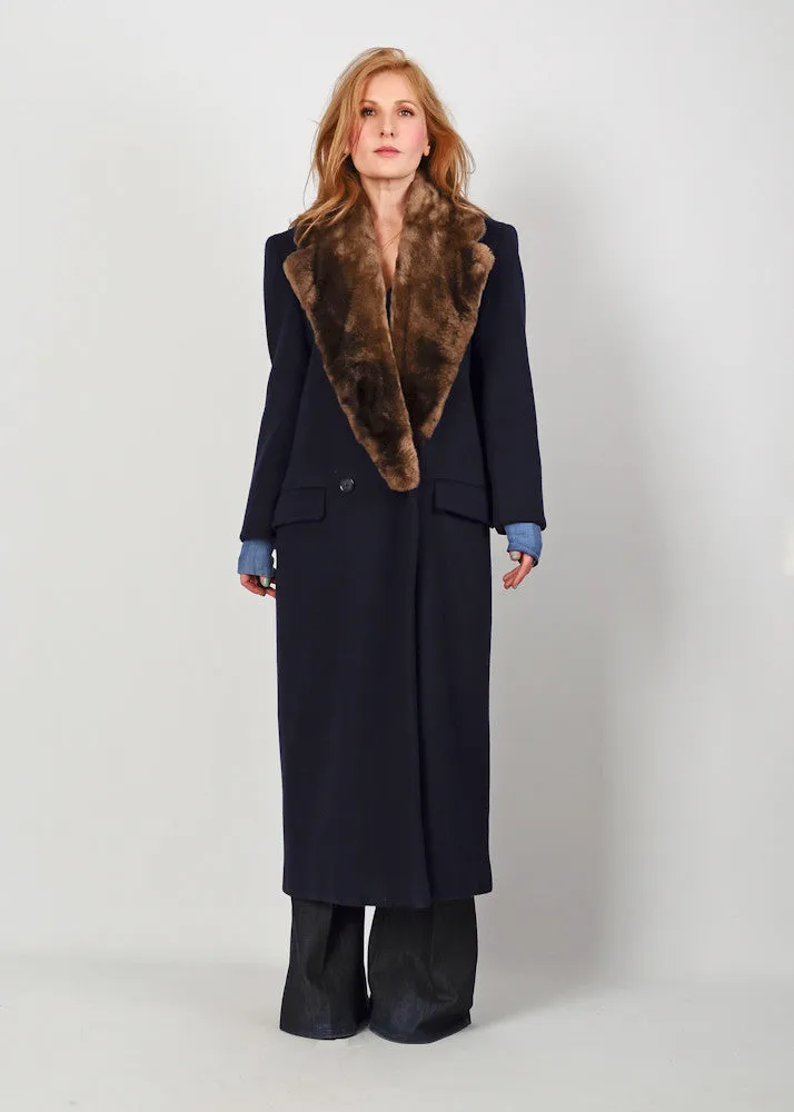 Perry Ellis Fur   Wool Maxi Coat