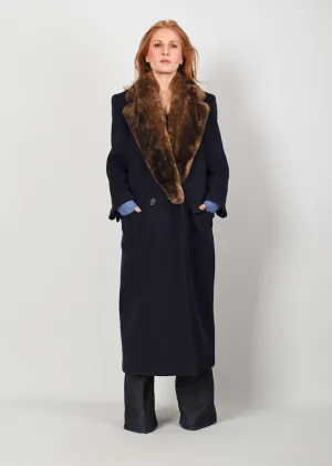 Perry Ellis Fur   Wool Maxi Coat