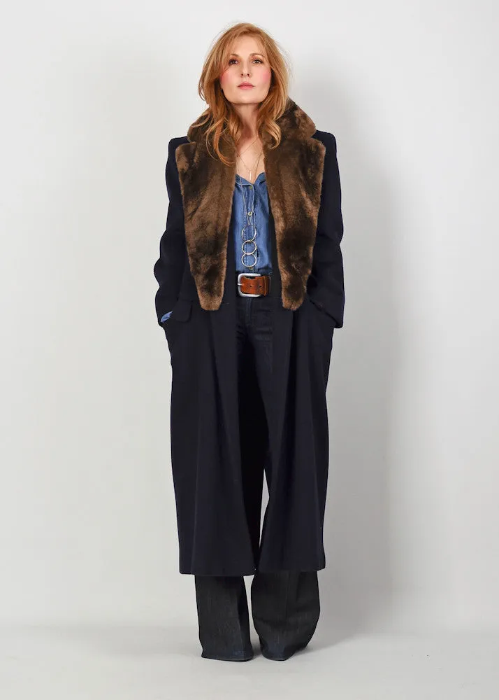 Perry Ellis Fur   Wool Maxi Coat