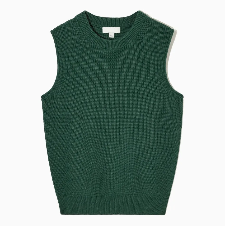 Pre Order:  Round Neck Solid Knitted Ribbed Vest