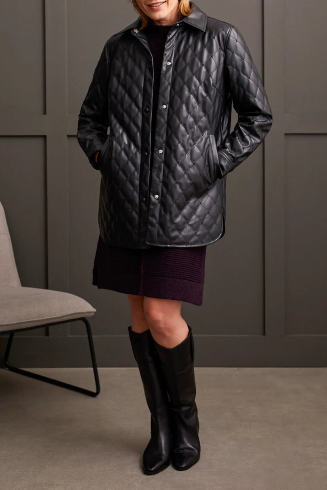 Quilted Snap Front Puffer Jacket