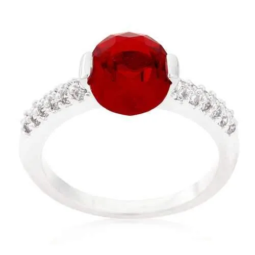 Red Oval Cubic Zirconia Engagement Ring