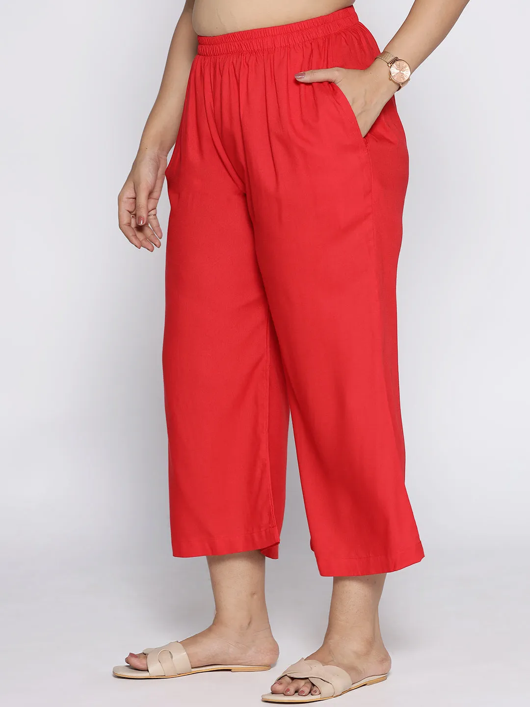 Red Rayon Culottes