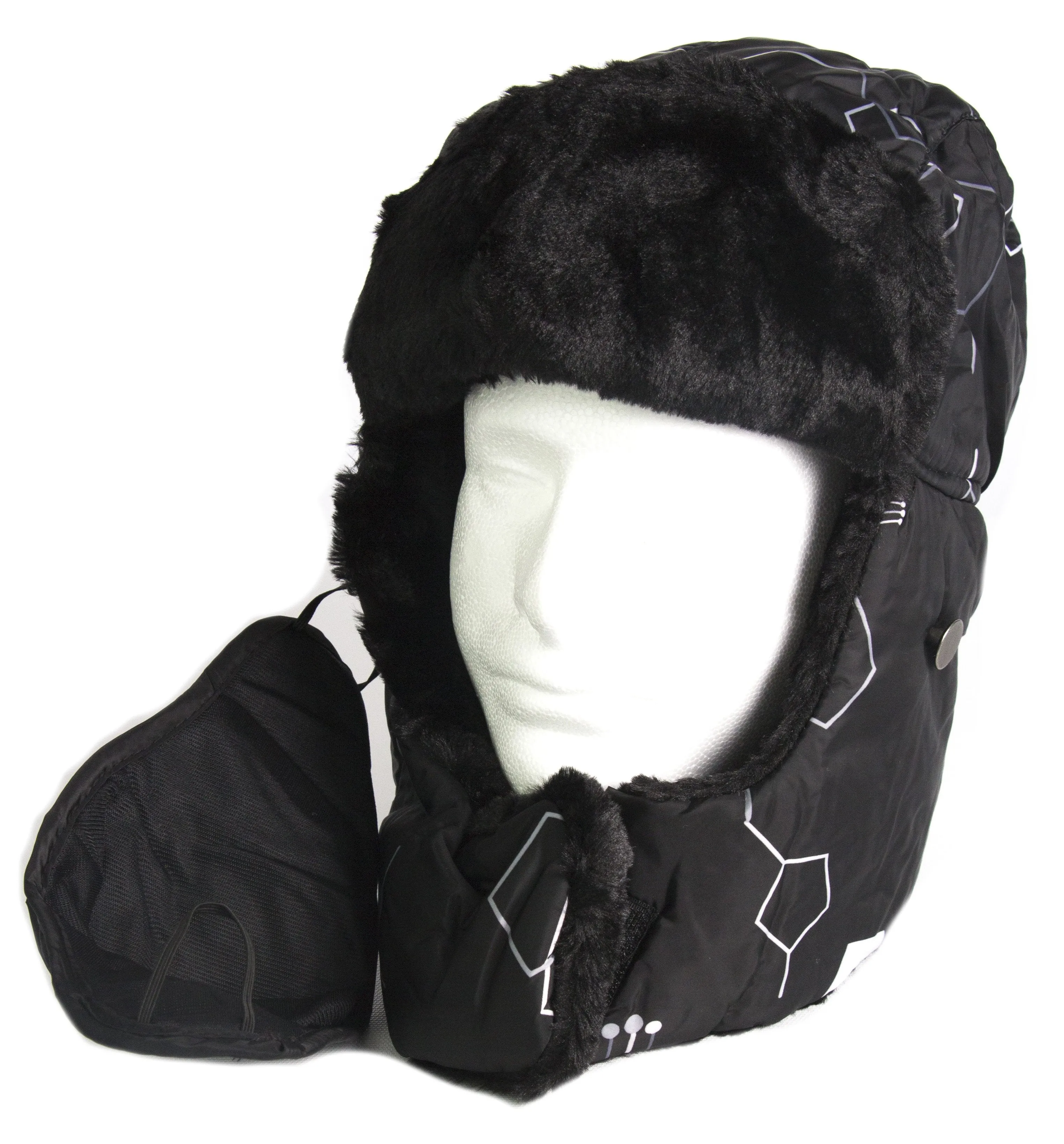 Sakkas Alex Unisex  Ushanka Faux Fur Windproof Trapper Aviator Hat Removable Mask