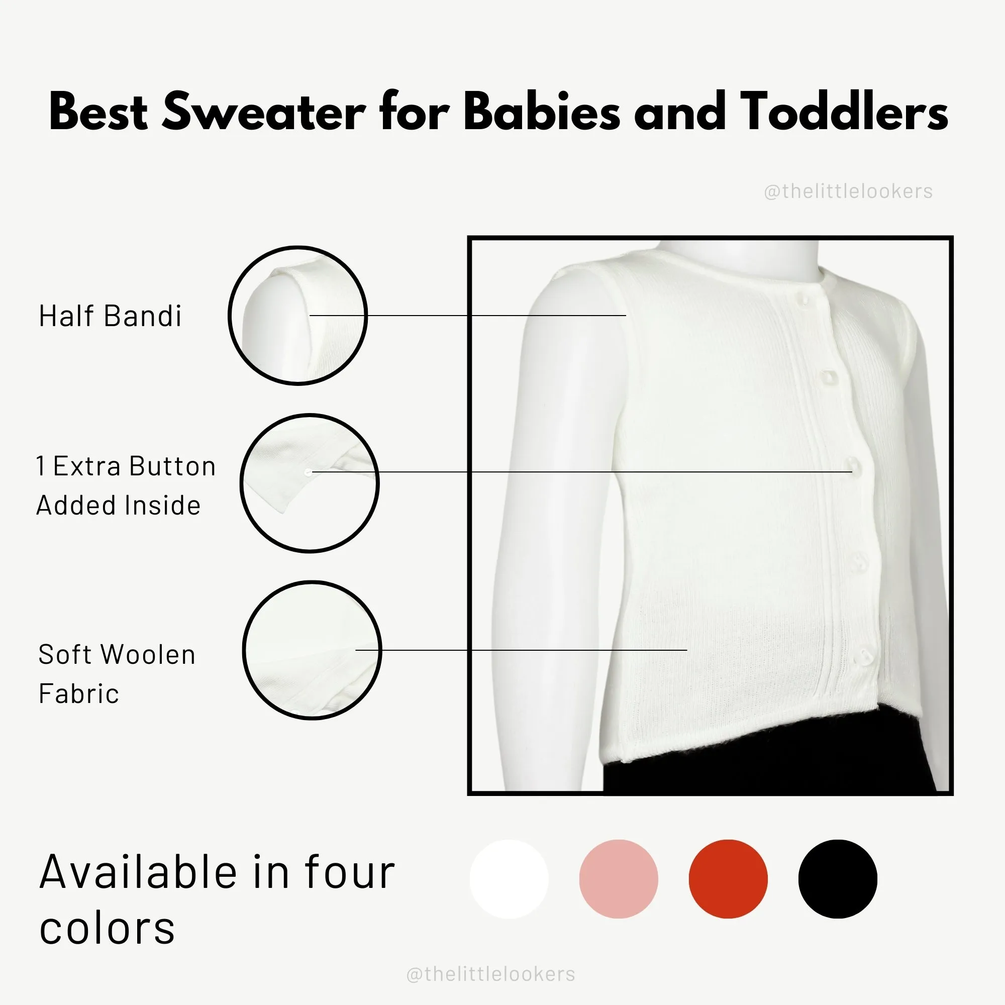 THE LITTLE LOOKERS Premium Quality Front Open Half Sweater/Inner/Bandi/Wollen Vest for New Born Babies/Infants