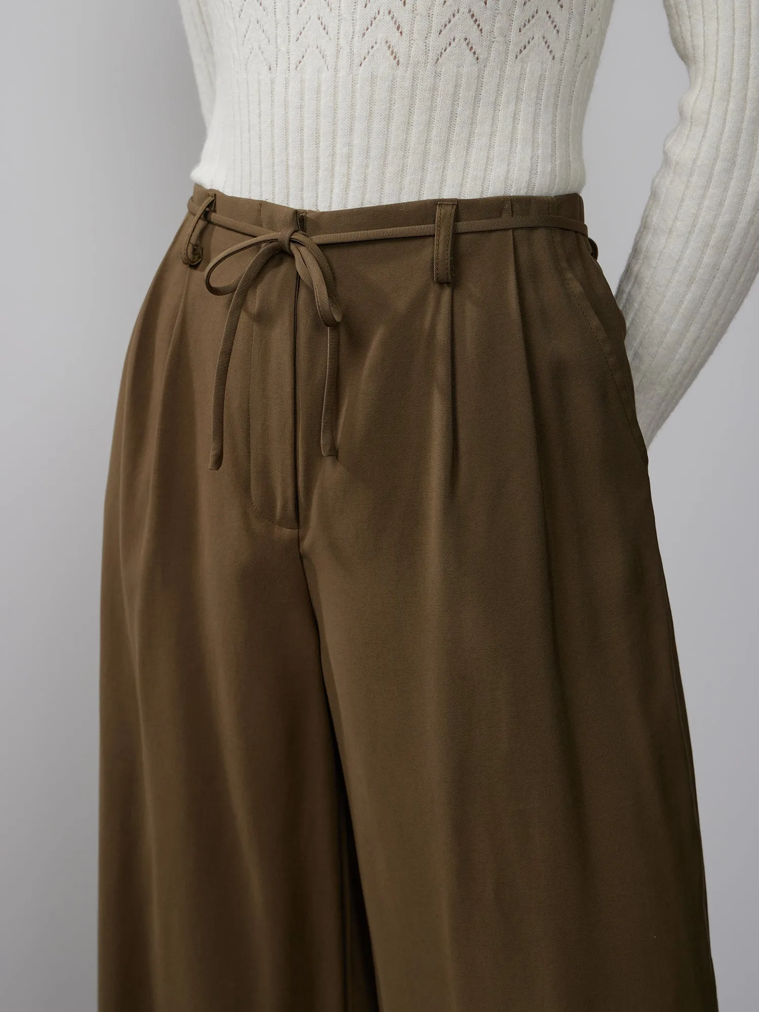 Tie Belt Culotte Pants