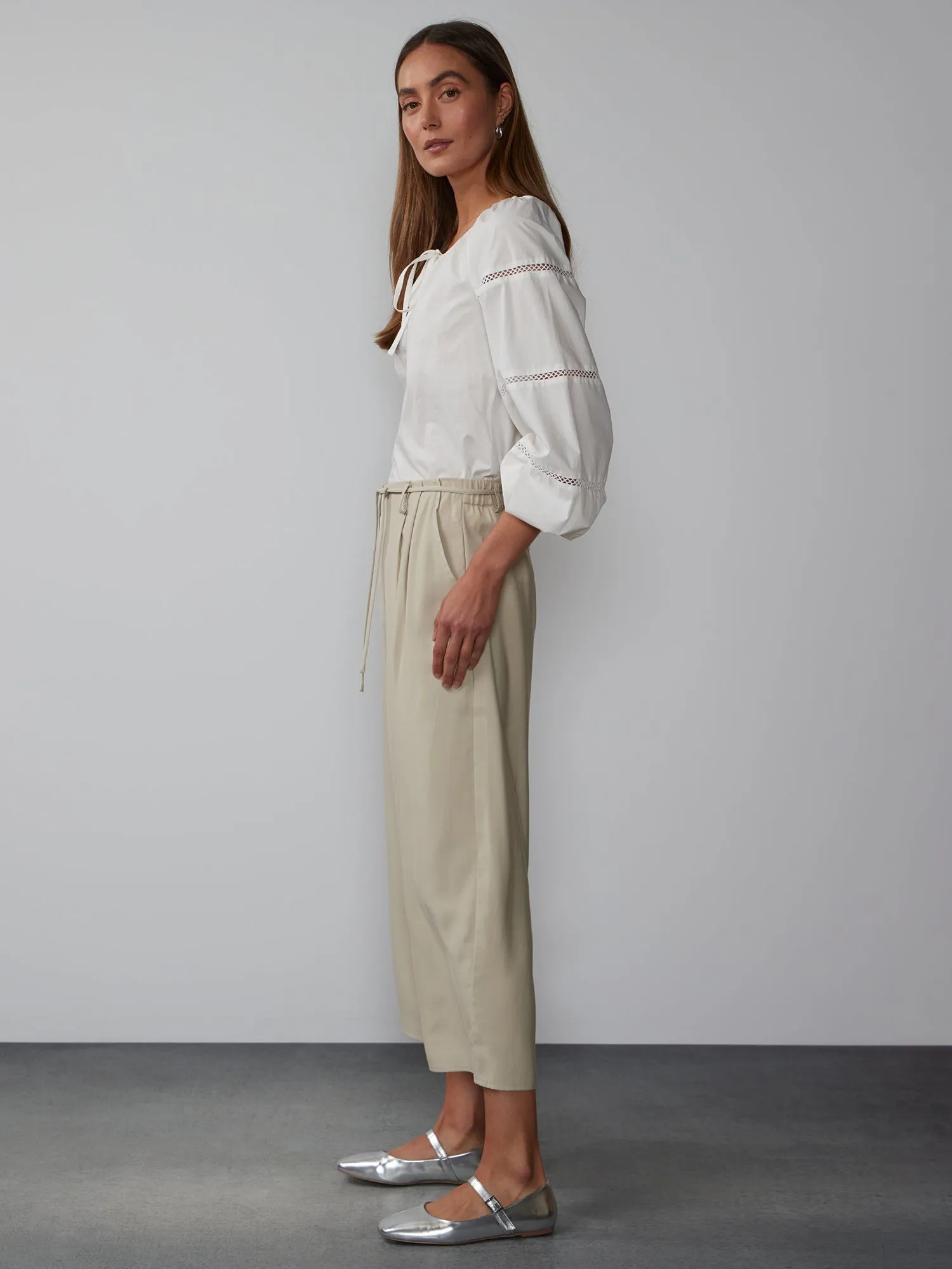 Tie Belt Culotte Pants