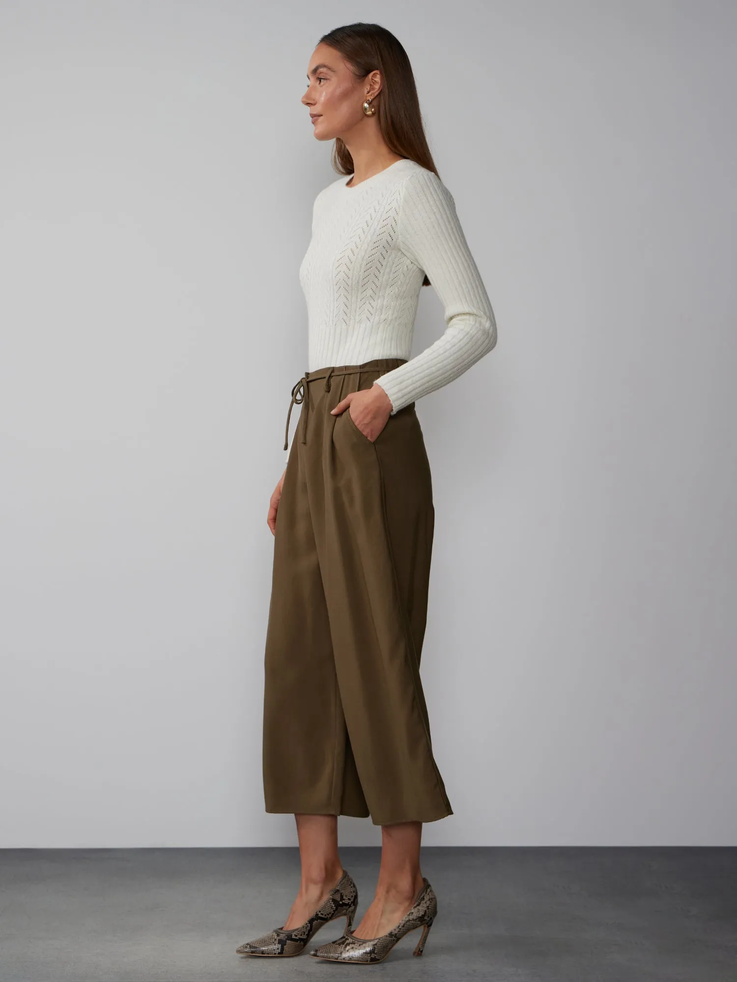 Tie Belt Culotte Pants