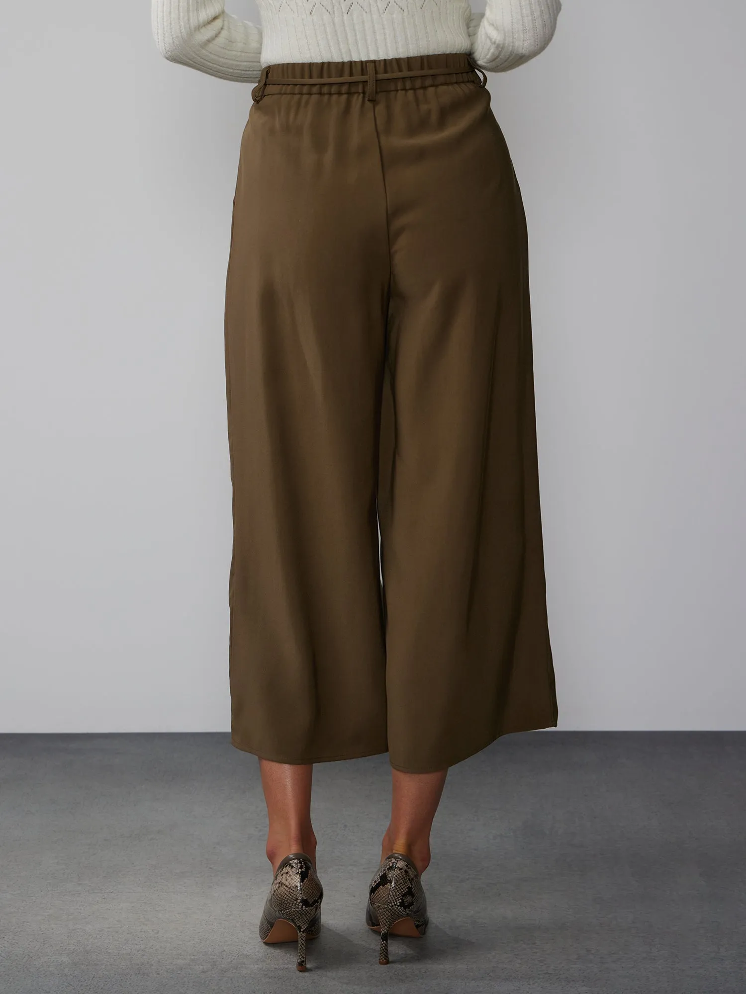 Tie Belt Culotte Pants