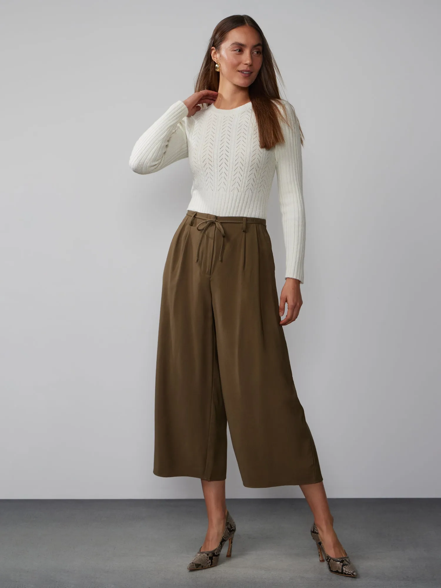 Tie Belt Culotte Pants