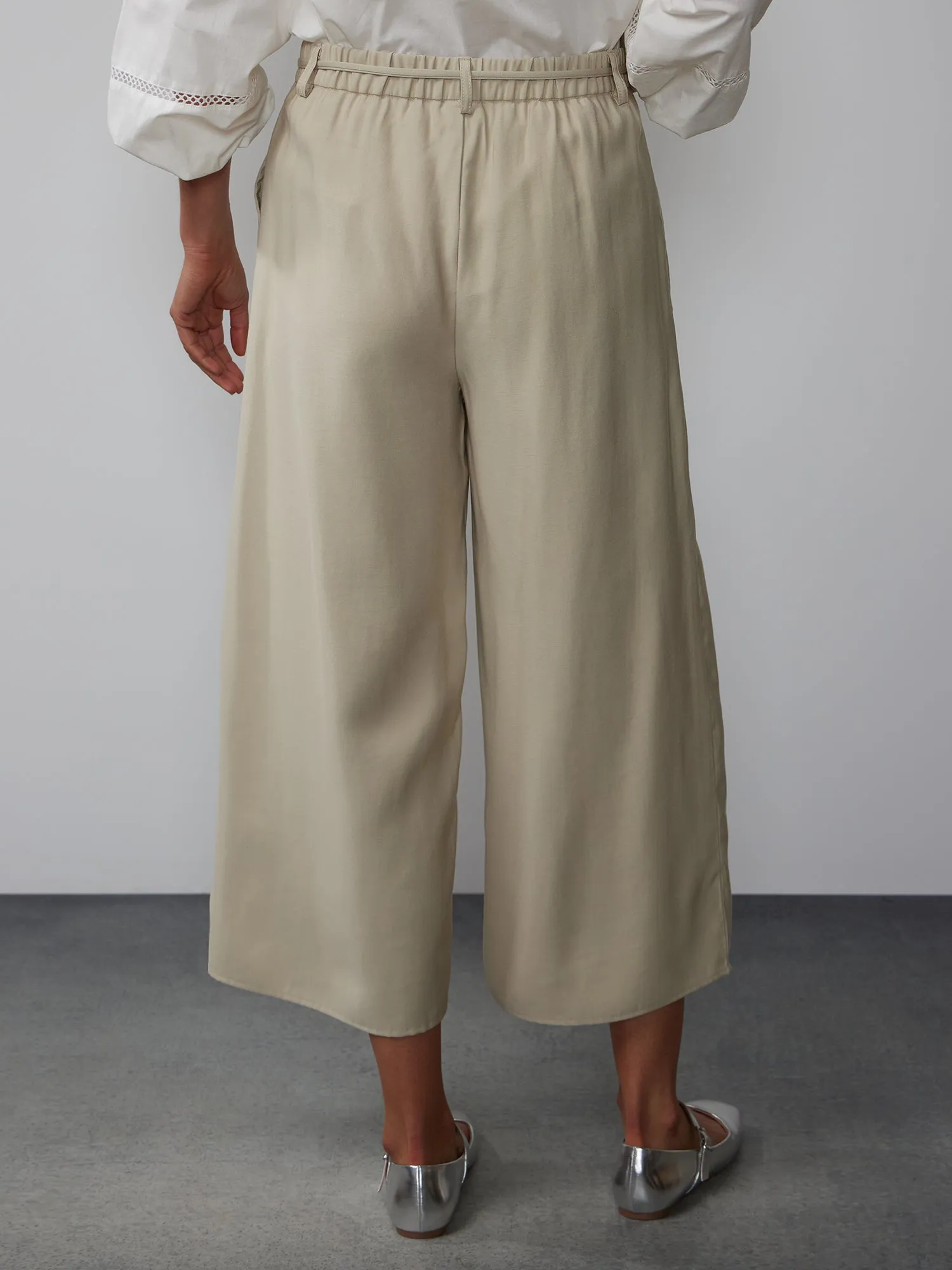 Tie Belt Culotte Pants