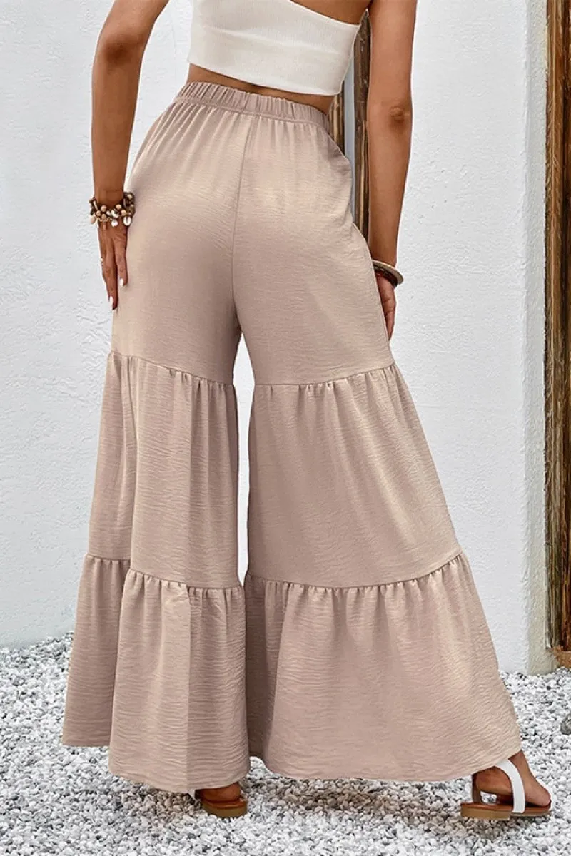 Tiered Flare Culottes with Drawstring Waist