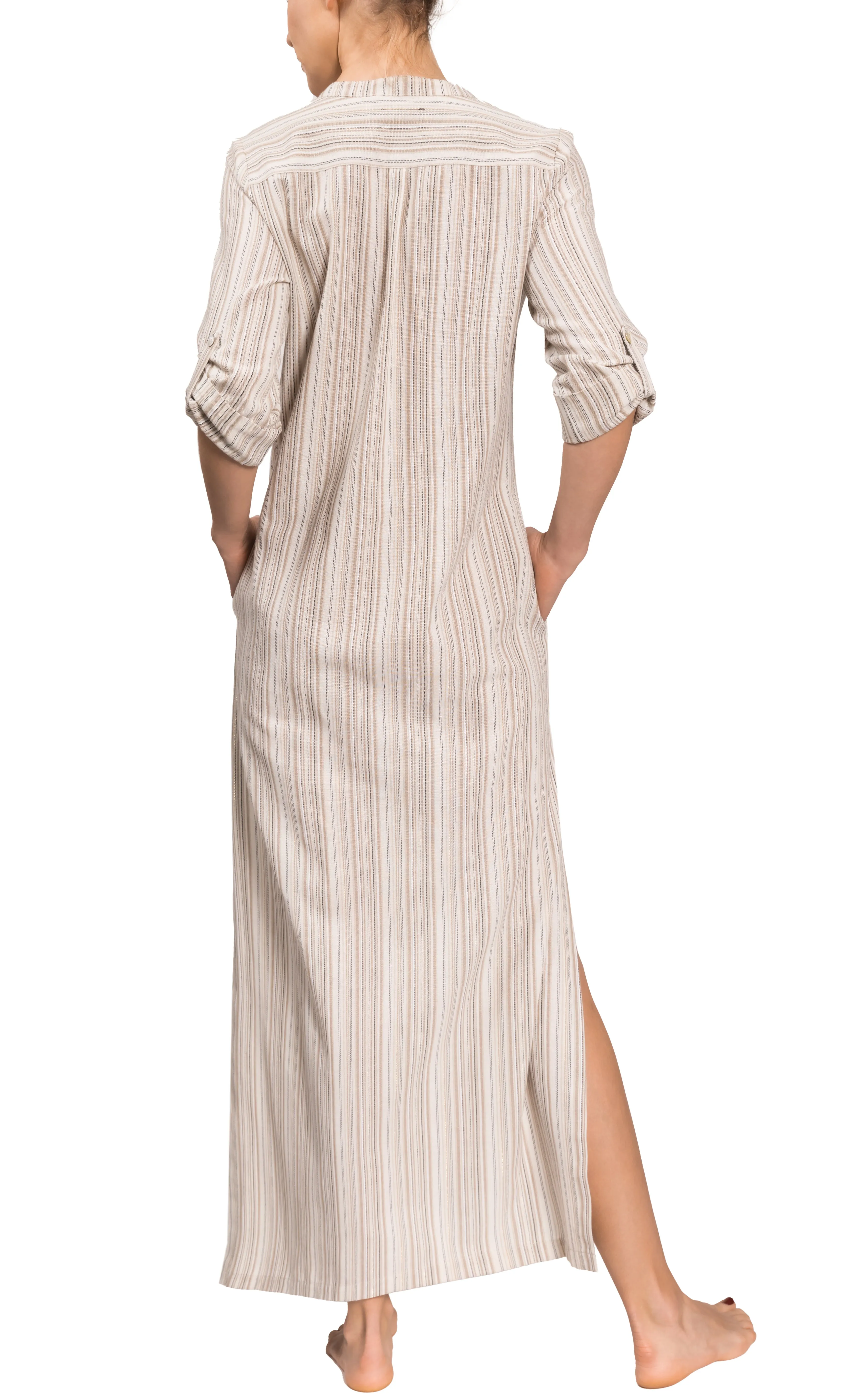 Tracey Caftan - Linen Blend in Sand Gold