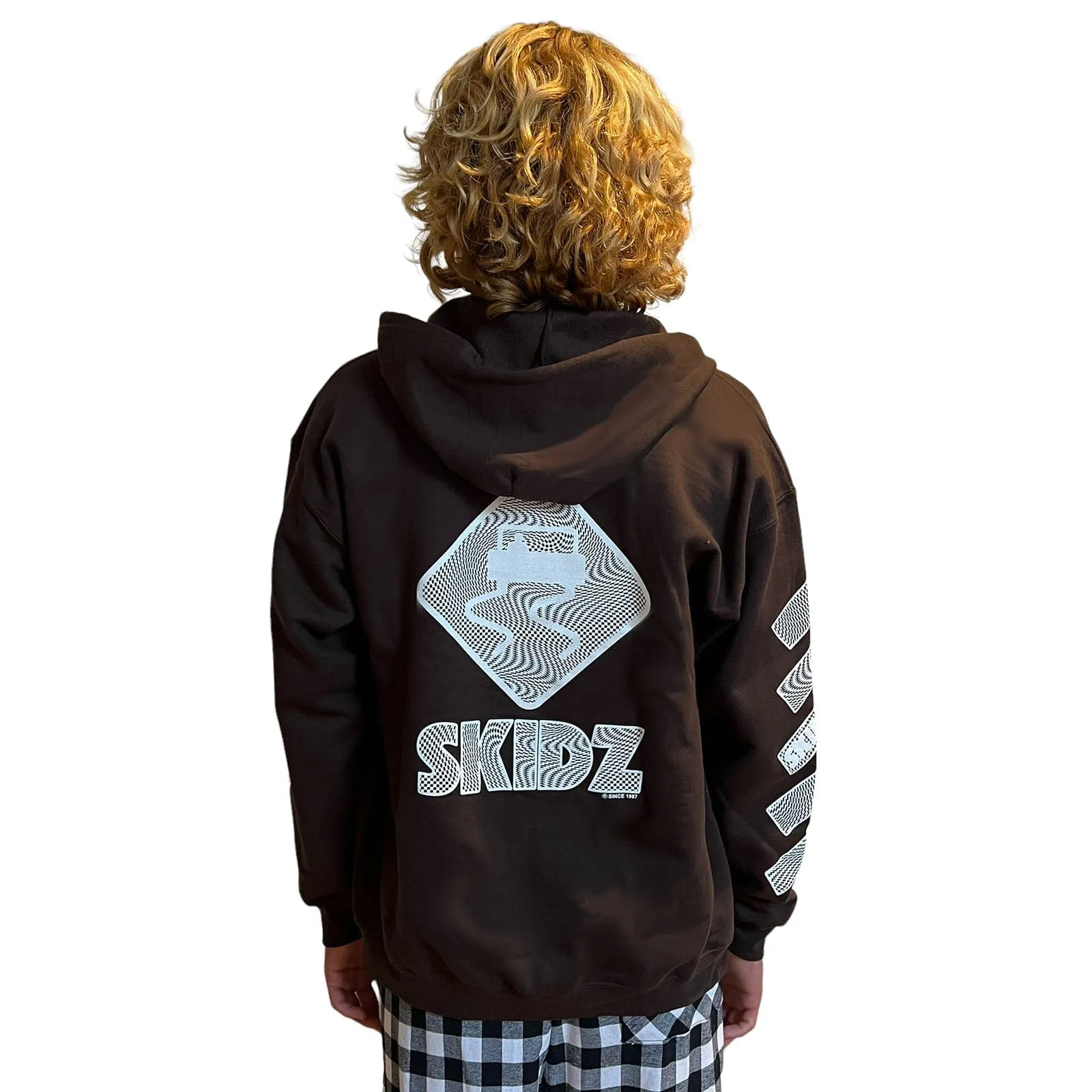 Trippy Check Zip Hoodie - Dark Chocolate Brown