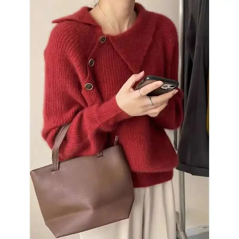 Vintage Stylish Versatile Loose Slim Comfortable Office Casual Warm Long Sleeve Sweater